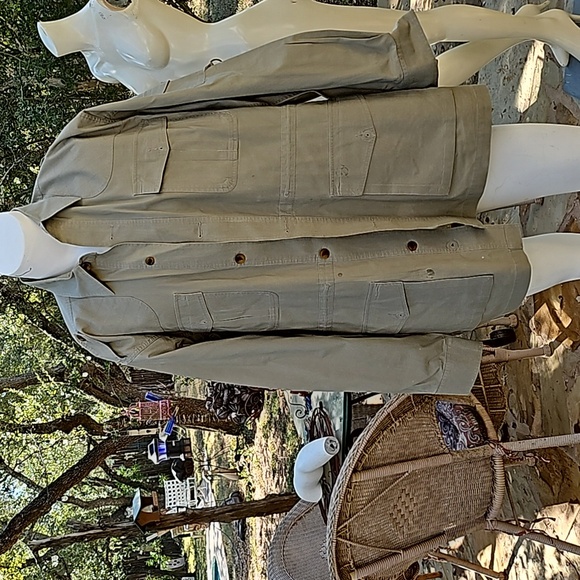 Vintage CABELA'S khaki tan hunting shooting safari jacket shirt size XL tall - Picture 1 of 12